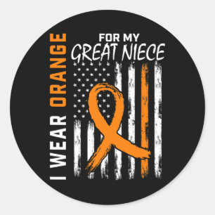 Sticker Rond Orange Pour Ma Grande Nièce Leucémie Cancer Awards