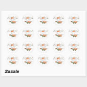 Sticker Rond Orange Punch Blanc Ranunculus Florals (Feuille)