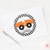 Sticker Rond Orange Race Car Baby shower (Enveloppe)