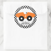 Sticker Rond Orange Race Car Baby shower (Sac)