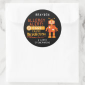 Sticker Rond Orange Robot Egg Alerte d'allergie personnalisée (Sac)