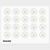 Sticker Rond Orange rose Turquoise Confetti Anniversaire Merci (Feuille)