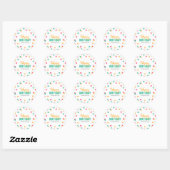 Sticker Rond Orange rose Turquoise Confetti Joyeux anniversaire (Feuille)