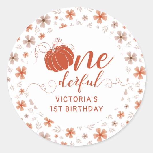 STICKER ROND ORANGE RUBAN ET ARCH FALL PUMPKIN FLEURS ANNIVERSA (Devant)