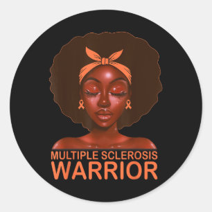 Sticker Rond Orange Ruban Ms Awareness Warrior Black Afro