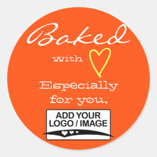 Sticker Rond Orange Simple Minimaliste Fabriqué avec logo d'amo