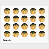 Sticker Rond Orange Sparkle Citrouille Halloween fête d'anniver (Feuille)
