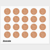 Sticker Rond Orange Terracotta Oh Baby Baby shower moderne Boho (Feuille)