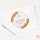 Sticker Rond Orange Tournesol Mariage Automne Enregistrer La Da (Enveloppe)