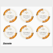 Sticker Rond Orange Tournesol Mariage Automne Enregistrer La Da (Feuille)