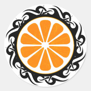 Sticker Rond orange. tribal.