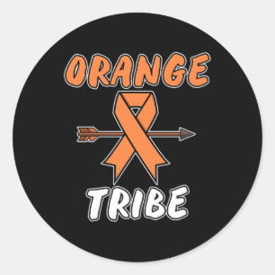 Sticker Rond Orange Tribe Leukemia Sensibilisation Ribbon Suppo