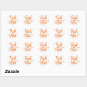 Sticker Rond Orange Trick or Treat lettrage Halloween (Feuille)