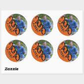 Sticker Rond Orange Varsity 2020 Graduation Class avec photo (Feuille)