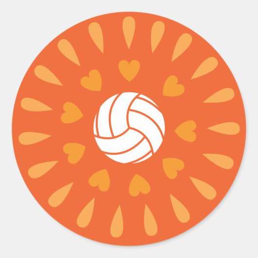Sticker Rond Orange Volleyballs Motif Kaleidoscope (Devant)
