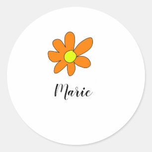 Sticker Rond Orange yellow Daisy abstract add name text female