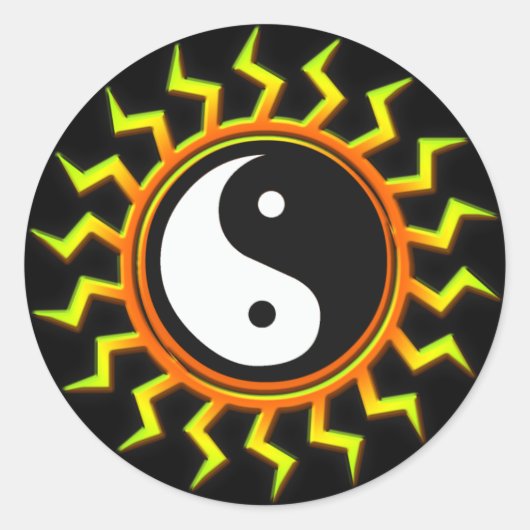 Sticker Rond Orange Yin Yang Soleil équilibré (Devant)