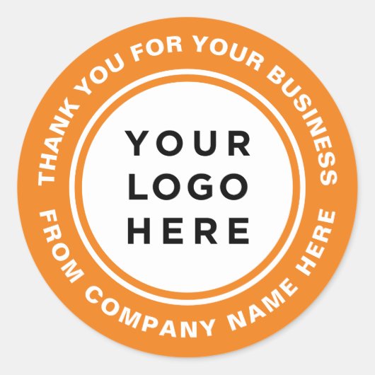 Sticker Rond Orange Your Logo Merci simple et professionnel (Devant)