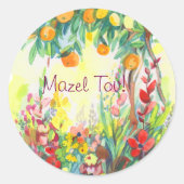 Sticker Rond Oranges and flowers (Devant)