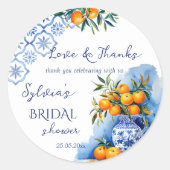 Sticker Rond Oranges bleues de Talavera décoration pour la douc (Devant)