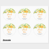 Sticker Rond Oranges Citrus Baby Shower Thank You (Feuille)