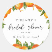 Sticker Rond Oranges d'été modernes  Shower de mariage Citrus (Devant)