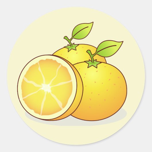 Sticker Rond Oranges, fruits mignons (Devant)