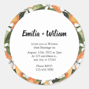 Sticker Rond Oranges romantiques Citrus Mariage