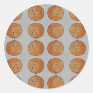 Sticker Rond Oranges tangerines mandarines agrumes mignons