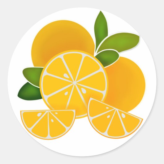 Sticker Rond Oranges, tranches d'orange, agrumes (Devant)