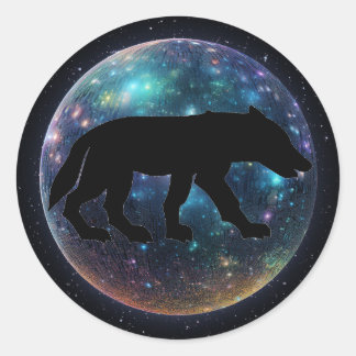 Sticker Rond Orb spatial Wolf Pictish