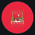 Sticker Rond orca christmas pajama<br><div class="desc">orca christmas pajama, christmas orca whale, christmas pajama, whale pajama, christmas whale, christmas animal, santa riding orca, this is my christmas pajama, christmas pajama for kids</div>