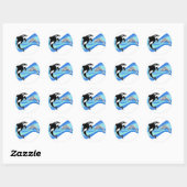 Sticker Rond Orca et dauphin dans les vagues (Feuille)