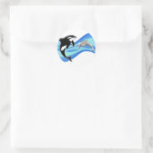 Sticker Rond Orca et dauphin dans les vagues (Sac)
