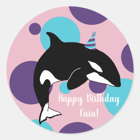 Sticker Rond Orca Killer Whale Anniversaire (Devant)