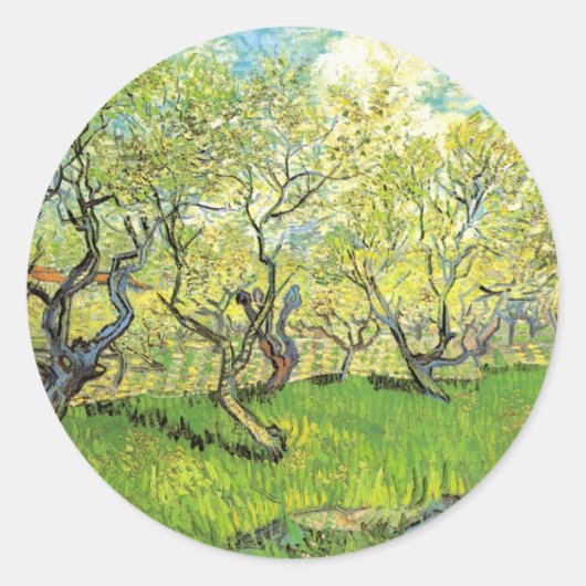 Sticker Rond Orchard à Blossom par Vincent van Gogh (Devant)