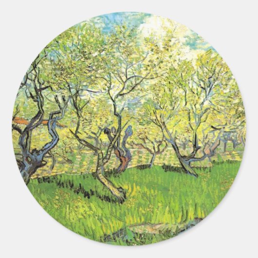 Sticker Rond Orchard à Blossom Vincent van Gogh (Devant)