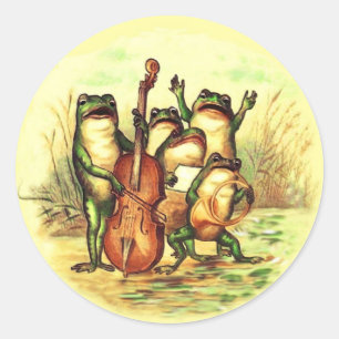 Sticker Rond Orchestre de fanfare de musiciens de grenouilles a