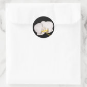Sticker Rond Orchidée blanche en noir (Sac)