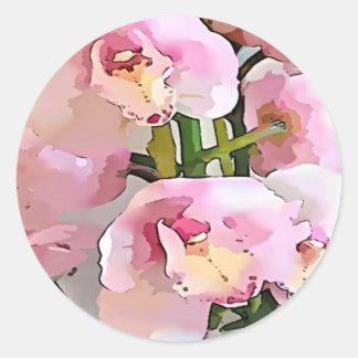 Sticker Rond Orchidée rose tropicale