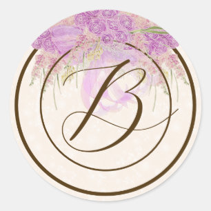Sticker Rond Orchidée Vintage Ombré Nœud et Bouquet-RB
