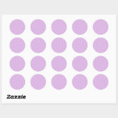 Sticker Rond Orchidée Violet Gingham Rétro (Feuille)