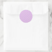Sticker Rond Orchidée Violet Gingham Rétro (Sac)