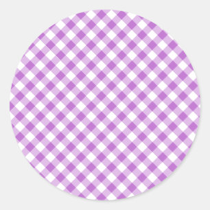 Sticker Rond Orchidée Violet Gingham Rétro