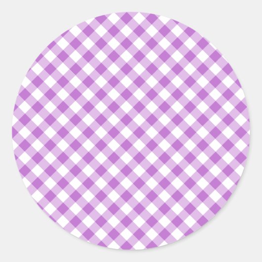Sticker Rond Orchidée Violet Gingham Rétro (Devant)