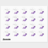 Sticker Rond Orchidée violette et mariage de script blanc (Feuille)