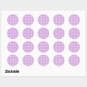 Sticker Rond Orchidée Violette Gingham Classique (Feuille)