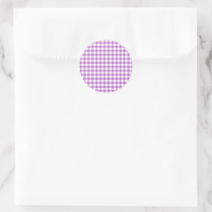 Sticker Rond Orchidée Violette Gingham Classique