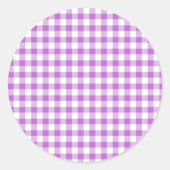 Sticker Rond Orchidée Violette Gingham Classique (Devant)