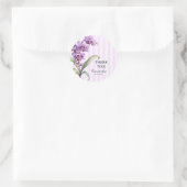 Sticker Rond Orchidée violette moderne rayures Merci floral (Sac)
